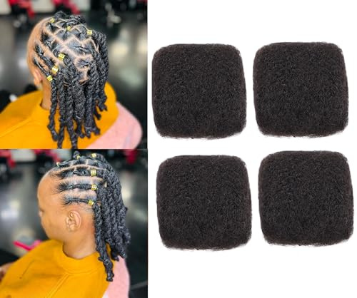 30g Cheveux Naturel Afro Humain pour Locks (8Pouces, Noir Naturel, 4Pack) | Cheveux Humain Afro Kinky Bulk pour Locks Extension, Twist, Braids