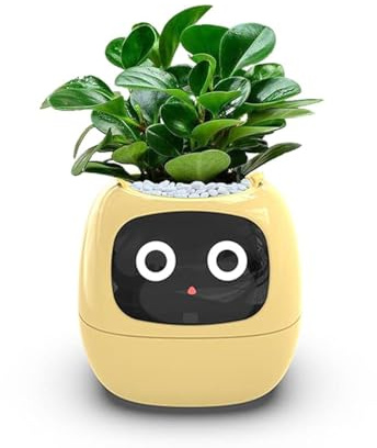 Smart Flowerpots,Smart Pet Planter,Ai Planter,Intelligent Flowerpots,Multiple Expressions,7 Smart Sensors, And Ai Chips Make Raising Plants Easy And Fun For Living Room,Desk,Plant-free (Yellow)