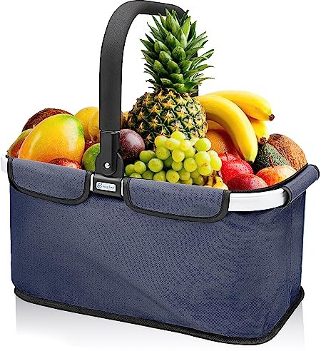 Easy Line Faltbarer Thermo Einkaufskorb mit Kühlfunktion und viel Stauraum - Eleganter mit Deckel für den Wocheneinkauf - Isoliert, Leicht & Klappbar