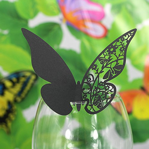 50 segnaposto in vetro a forma di farfalla nera scavato a forma di farfalla – decorazione elegante per occasioni speciali