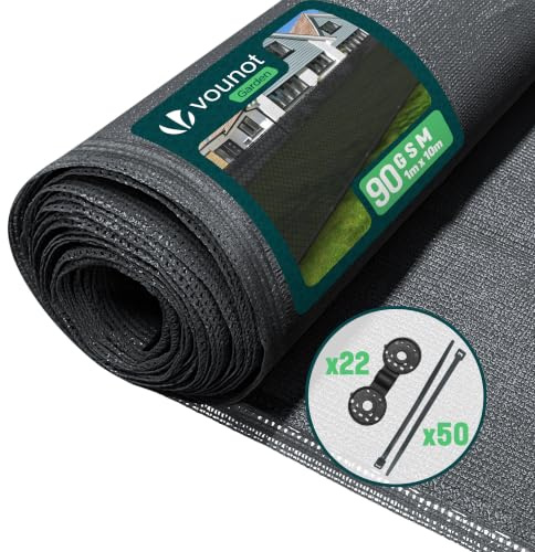 vounot® Brise Vue Occultant en HDPE 90g/m² avec Attaches et Clips de Fixation Protection Rayons UV Résistant aux Déchirures et au Vent Protection pour Jardin Balcon 1x10m Anthracite