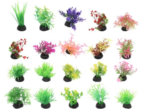POPETPOP 40 Pcs Artificial Aquarium Plants - Mini Fish Tank Landscaping Water Plants, Plastic Small Aquarium Decor for Household and Office Aquarium