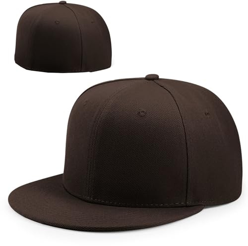 YEKEYI Flat Bill Visor Snapback Hat Blank Brim High Top End Trendy Lain Tone Baseball Cap Cowboyhut