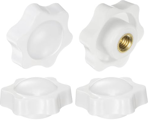 QUARKZMAN 4 Stück Sterngriffmutter M8 x 38mm Flügelmuttern mit Gewinde, Rändelmutter Handgriff Klemmmutter 38mm Spannknopf für Industrie Werkzeugmaschinen Geräte Fitnessgeräte, Weiß