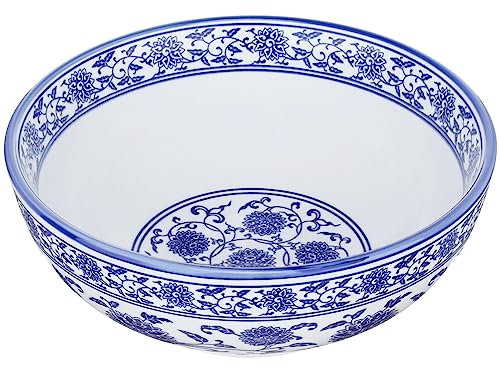 ABOOFAN 1 Pc porcelaine bleue et blanche udon soupière en porcelaine assiette creuse panier a salade récipient à céréales bols à salade bol en céramique bol de style chinois ancien poterie