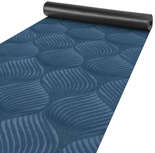 ANRO Läufer Flur Teppich Läufer Küchenläufer Küchenteppich Teppich Velours rutschfest waschbar für Flur, Schlafzimmer, Wohnzimmer, Küche Baker Blau 67 x 200cm