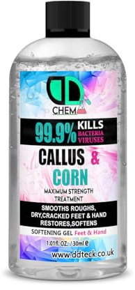 DD Teck Callus and Corn Remover Liquid, Callus Eliminator, Liquid & Gel for Softening Foot, Rescue Hard Skin, Pain-Free Treatment for Foot & Hand (30ml Cap)