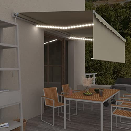 ZEYUAN Gelenkarmmarkise Einziehbar mit Jalousie Balkon Deko, Sonnensegel Balkon, Balkon Markise, Terrassendach, Awning Balcony, Sonnensegel, Balkonschutz Sichtschutz, 5x3 m Creme