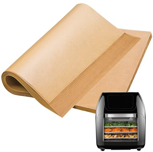 SIUDANGKA Lot de 100 doublures jetables pour friteuse à air comprimé Chefman, accessoires de friteuse à air numérique multifonctionnel, 24 x 22 cm, papier sulfurisé non blanchi, 100 pièces de papier
