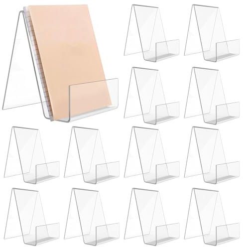 Acryl-Buchstütze 12 Stück, klarer Schreibtischständer für Bilderbücher und Musikblätter (75 x 90 x 105 mm)