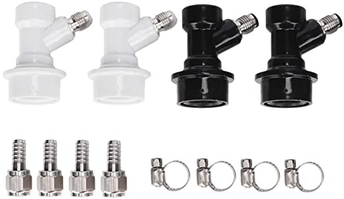 Hominas Ball Lock Disconnects Set, 4 Stück Gewinde Ball Lock Fass Armaturen Kunststoffverbinder mit Schlauchschellen für Heimbrauen und Weinherstellung