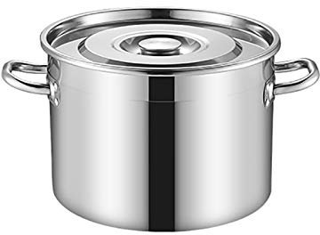 Olla grande de acero inoxidable con tapa Capacidad: 25 litros, olla de acero inoxidable for cocinar en casa, 40,5 cm