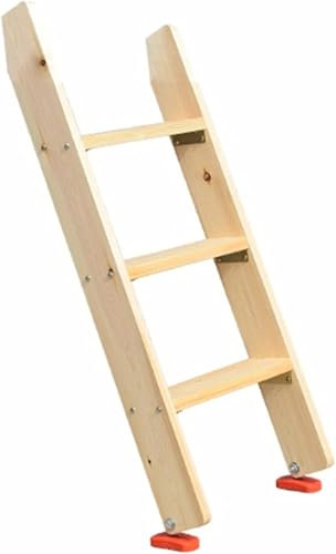 Doppelleiter aus Naturholz für Schlafsaal, Hochbett, strapazierfähig, 3 Stufen, 4 Stufen, 5 Stufen, Bettleiter mit Hakenhalterung und rutschfesten Füßen, einfach zu montieren, 100 cm