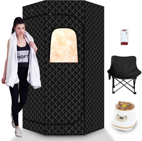 RESTISLAND Sauna Box Portable Sauna Tent for Home, Upgraded 6.2Ft Pentagon More Spacious Full Body Steam Sauna for Home Sauna with 7 Minute Fast Heating, 3 Steamer