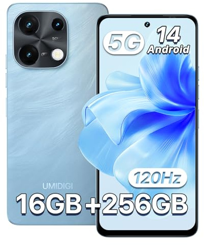 UMIDIGI Note 100 5G Unlocked Cell Phone, 5G Dual SIM Android 14 Phone, 50MP Camera,16(8+8) GB+256GB/TF 1TB Expend Smart Phone, 6.8 HD+120Hz Display, Fingerprint+AI Face Unlock, Dual Mic(Blue)