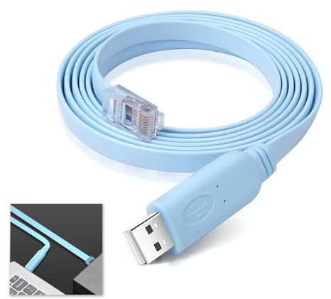 Console Cable for Cisco, USB to RJ45 Cable 6ft 1.8m, RS232 Router Switch Console for Windows, MAC, Linux, No RS232 Adapter Needed, Compatible with Cisco, Huawei, TP-Link (Blue)