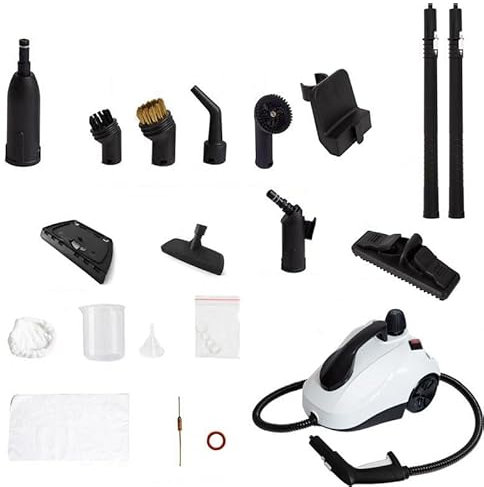 Pulitore a Vapore 2000W, Capacità 2L, Accessori Multifunzione, Spazzola Rotante 360°, Manico Regolabile, Sterilizzazione Sicura