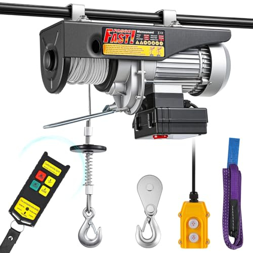 Mxmoonant Polipasto eléctrico tipo rápido, 300/600 libras, 10/20 m/min, altura de elevación de 10/20 m, control inalámbrico y con cable, 1600 W