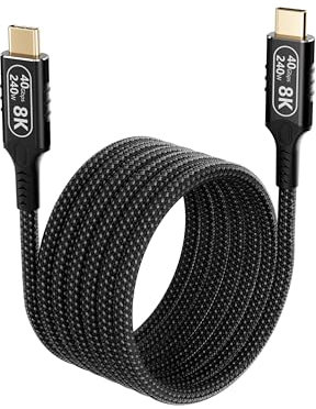 cavo usb c usb c Compatibl thunderbolt 4 lungo 2m,240W ricarica rapida,usb4 40Gbps trasmissione dati per thunderbolt 3,cavo type c Trasmissione video 8K/4K da monitorare,per Hub/SSD/Dock/Laptop.