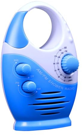 NUOBESTY Am/Fm Duschradio Kleiner Badezimmerradio mit Lautsprecher Tragbares Radio fürs Bad Aufhängeloch ohne Batterien Geeignet für Küche Schlafzimmer Büro Urlaub