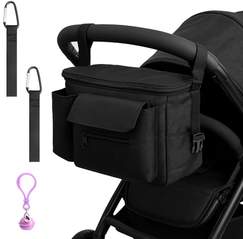 ZMDMAH organizer passeggino, borsa per passeggino, borsa passeggino universale tracolla regolabile, borsa passeggino piccola, organizer per passeggino con tasca per borraccia e custodia per cellulare