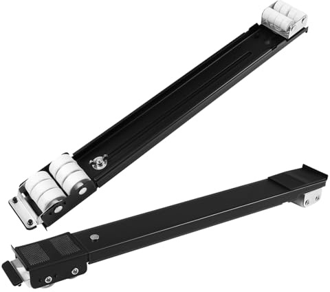 Socle Roulant pour Machine à Laver Noir, Réglable, 1 Paire | Fer Robuste, Mécanisme de Verrouillage, Déplacement Facile, pour Appareil et Mobilier