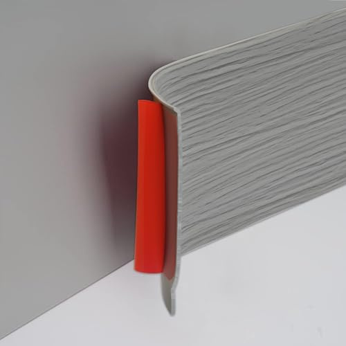 Plinthe Souple Autoadhésive Plinthe de Finition en PVC Plinthe Murale Flexibles pour Mur Sol, 10 cm Largeur, 3 mètres Grain de Bois Gris