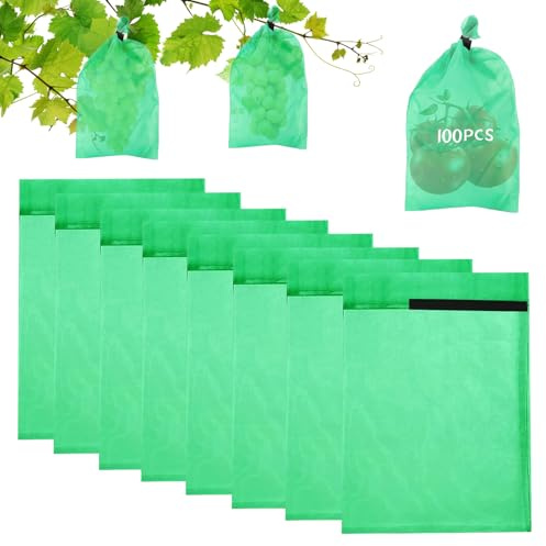 100 Pezzi Sacchetto di Protezione Dell'Uva,20x30CM Tessuto Non Tessuto Sacchetto di Protezione della Frutta,Sacchetti Protezione Frutta, Per Frutta Piante Verdure la Protezione da Insetti Uccelli
