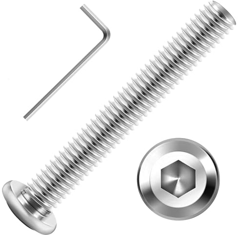 20Pcs M6 Bolts, M6 x 50mm Flat Head Hex Socket Screws | 304 Stainless Steel, Furniture Bolts, Full Thread Machine Screws with Hex Key