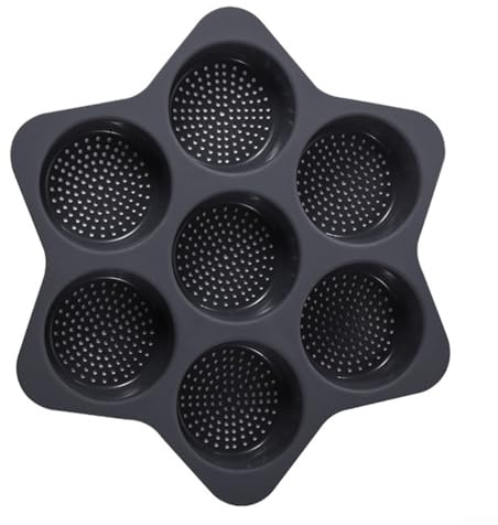 Plaque de cuisson antiadhésive en silicone pour hamburger - 7 cavités pour muffins et tartes, douce et passe au lave-vaisselle pour un nettoyage facile - Gris