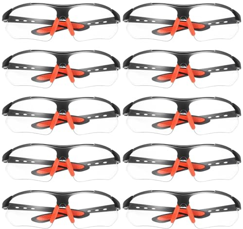 10 Stück transparente Schutzbrillen mit Gummieinsatz, schwarz, Sport | 10 transparente Schutzbrillen mit Gummieinsatz (schwarz). Kratzfest, beschlagfrei, stoßsicher. Für Arbeit & Schießsport.