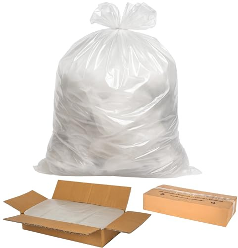 200 Extra Heavy Duty Clear Bin Liners – 100L Refuse Sacks | 112 Gauge, CHSA Tested 20kg | Recycled & Recyclable Rubbish Bags | Tear-Resistant Eco Garbage Bags for Household Waste