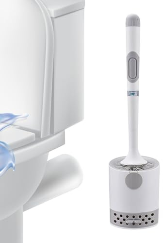 Cepillo para la limpieza del inodoro - Escoba de inodoro con mango largo y soporte para cepillo | Conexión escoba ergonómica con mango largo cerdas resistentes para limpieza de apartamentos ducha baño