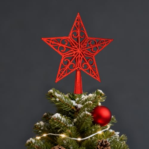 Etoile Sapin de Noel Rouge, Pointes de Sapin de Noël, Étoile de Sapins de Noel Cimier de Sapins de Noël pour Decoration Interieur Maison, Plastique Pointe Christmas Tree Star Topper