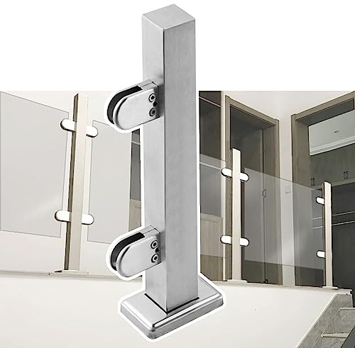 ZRQSMCX Ringhiera in Vetro per Interni, corrimano per Scale, Morsetti per ringhiere in Vetro Argentato con Guarnizione, Sistema di ringhiera in Vetro per corridoi e terrazze，Silver-End Post-115cm