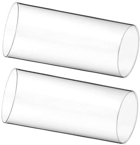 DIYEAH 2 Piezas Protector de Vela de Vidrio Transparente Pantalla Antiviento Cilíndrica para Velas Soporte Claro Resistente para Decoración y Uso Hogar