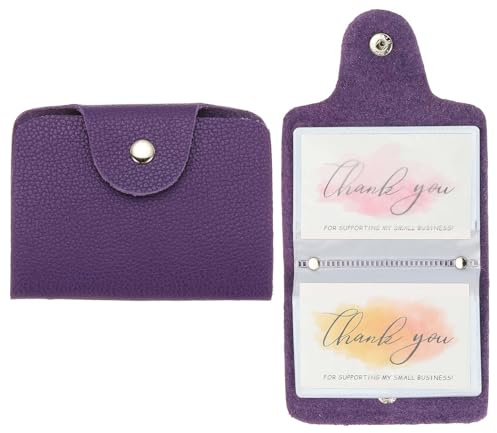 QUARKZMAN 2 Piezas De Portatarjetas De Cuero Organizador De Tarjetas De Negocio Estuche Delgado Para Tarjetas De Identificación Monedero Con 24 Ranuras Para Hombres Y Mujeres Morado