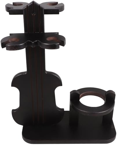 BESPORTBLE Portabottiglie da Tavolo in Legno a Forma di Violino Mini Portabicchieri da Vino Sospesi Espositore per Bottiglie e Calici da Banco per Cucina e Feste
