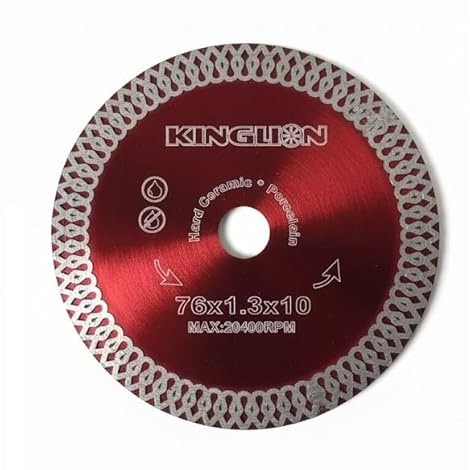 Disco Taglio Diamantato Ø 76mm foro 10 mm per Smerigliatrice Angolare Pneumatica o a Batteria per Tagli diritti su Piastrelle in Gres Porcellanato e Ceramica