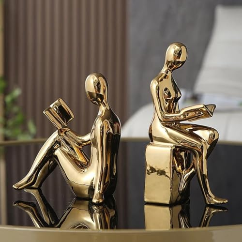 Eawfgtuw Buchstütze mit abstrakten Steinen, moderne dekorative Skulptur für Bücherregal oder Schreibtisch, 28 cm, künstlerisches Heimdekor-Accessoire in Silber- und Gold-Finish (Buchordner (Silber))