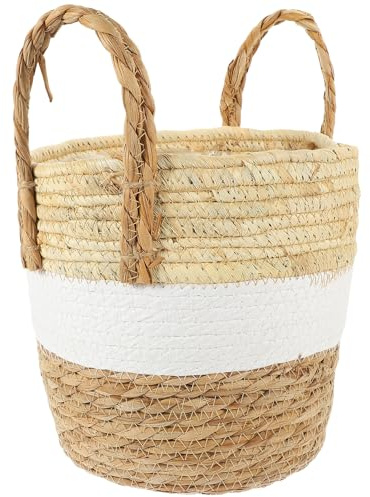 GALPADA Maceta Cesta para Plantas Interior de Algas Marinas Tejida a Mano Cesta Contenedora Decorativa Grande 22X21 CM Natural para Jardín y Hogar