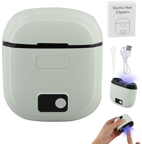 Coupe-ongles électrique 2-en-1 automatique avec lime intégrée, 3 vitesses, éclairage LED silencieux, coupe ongles sécurisé en acier inoxydable, rechargeable USB, pour bébés adultes seniors