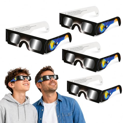 QIWEI Gafas Eclipse Solar Homologadas ISO 12312-2 Cartón Pack 10