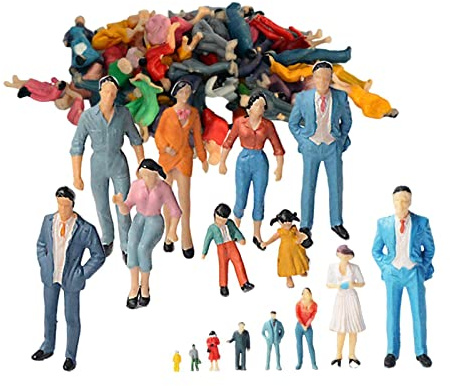 TISHITA Miniaturfigur Modellfiguren Plastik Metallfrei Bahnanlage Dekoration Handbemalt Exakte Darstellung für Schreibtisch Dekor Modelllandschaft, 20 Stück 50.