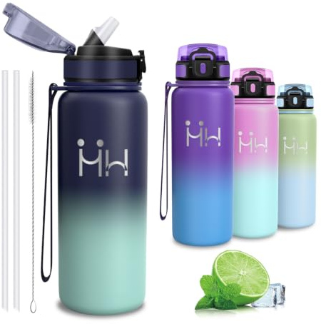 Botella Agua Acero Inoxidable, Botella Termica 750ml, con Pajita, sin BPA