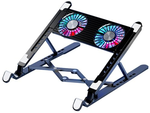Elnwnnkc Almohadilla de refrigeración para laptop, luces LED, ventilador para ventilador LED, soporte plegable, soporte de altura, almohadilla de refrigeración para silencio