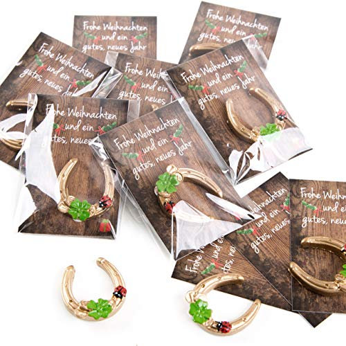 Logbuch-Verlag 10 kleine Geschenke Frohe Weihnachten Gastgeschenke Karten + Hufeisen Glücksbringer Mini Mitgebsel Give-Away