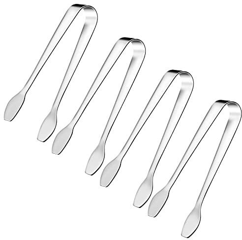 SOLEADER Mini Serving Tongs, Small Serving Utensils for Catering, Kitchen Tongs, Food-Grade Premium 304 Stainless Steel Tongs, Heavy Duty (4.5 Appetizer Tongs)