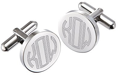 Gravado Runde Manschettenknöpfe mit Gravur aus Edelstahl und Personalisiert mit Initialen, Anzug Accessoire, Herren Schmuck