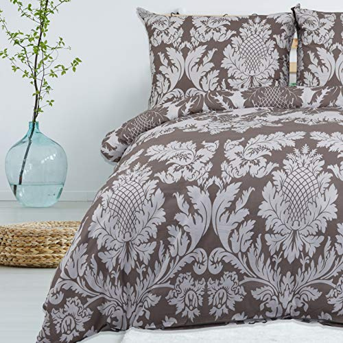 Buymax Bettwäsche 200x200 cm – Bettwäsche Set 3-teilig 200 x 200 cm, Renforcé 100% Baumwolle, Bettbezug mit 2 Kissenbezügen 80x80 cm, Oeko-TEX, Reißverschluss, weich und atmungsaktiv